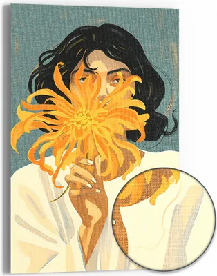 Produktbild von DEQOART Hybrid Leinwand Bild 60x90 cm 'Geheimnisvolle Blüte' Wandbild Glas flach modern