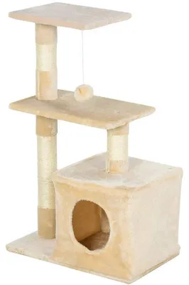 Immagine prodotto di Albero per gatti con area relax, piattaforme e giochi | Colore: Beige | Dimensioni: 50x30x80 cm