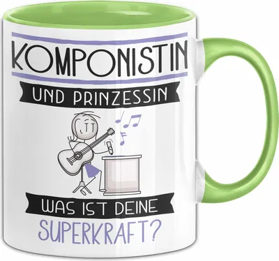 Produktbild von Komponistin Und Prinzessin Tasse Geschenk Für Eine Komponistin Geburtstag Was Ist Deine Superkraft (Grün)