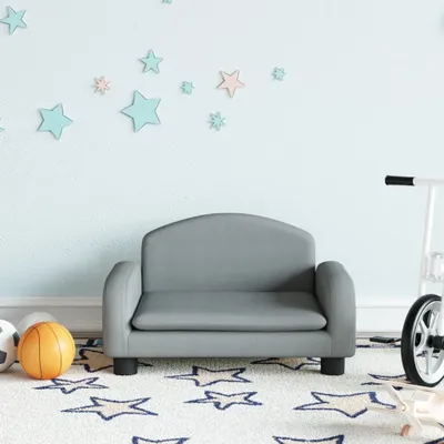 Imagen del producto de Living Store: Sofá infantil, color gris claro, 50x40x30 cm, tapizado en tela
