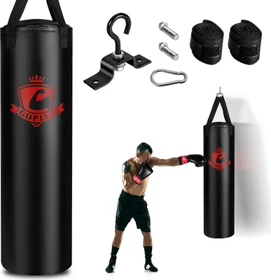 Produktbild von GOPLUS Boxsack-Set, Box-Set mit Boxhandschuhen, Reißverschluß, Bandagen, Aufhängungshaken, Mehrere Montageoptionen