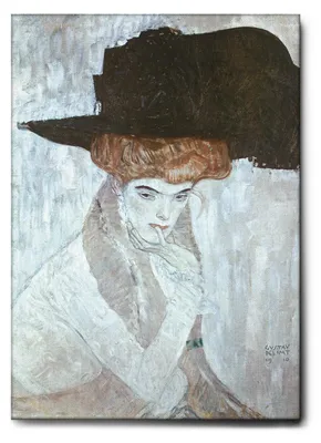Image de Giallobus - Le chapeau noir - Gustav Klimt - 50L x 70l cm - Tableau - Toile à cadre standard