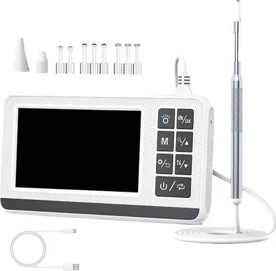 Produktbild von Ohrenschmalz Entferner, Ohrreinigungsgerät mit Kamera, 3,9 mm Otoskop, 4,3-Zoll HD IPS-Bildschirm, wasserdicht und wiederaufladbar