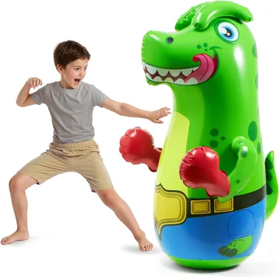 Productafbeelding van Bokszak voor kinderen - Opblaasbare dinosaurus Bopper 117 cm - Vrijstaande bokszak - Zware bokszak voor het oefenen
