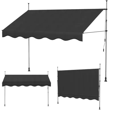 Produktbild von 300x120cm Klemmmarkise Einziehbar Balkonmarkise mit Handkurbel Balkon Markise Sonnenschutz ohne Bohren Höhenverstellbar,Schwarz