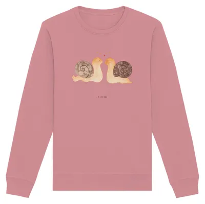 Produktbild von Mr. & Mrs. Panda Baumwoll Pullover Schnecken Liebe Größe XS - Canyon Pink - Geschenk, Zufrieden, Paar, Große, Freundin, Sweatshirt, Bio-Pullover, Sweater, glücklich
