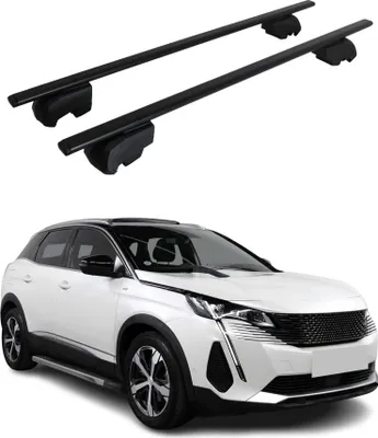 Obrázek produktu pro Příčné střešní nosiče pro Peugeot 3008 2016–2023, černé, s homologací ABE