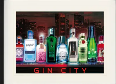 Obrázok produktu pre Obraz v rámčeku s elegantným paspartou | Obrazy na stenu | V rámčeku - Gin City (60 x 80 cm)