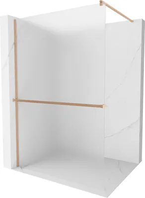 Zdjęcie produktu dla Mexen Kioto+ ścianka prysznicowa z półką Walk-in 90 x 200 cm, szron, miedź szczotkowana - 800-090-121-65-30