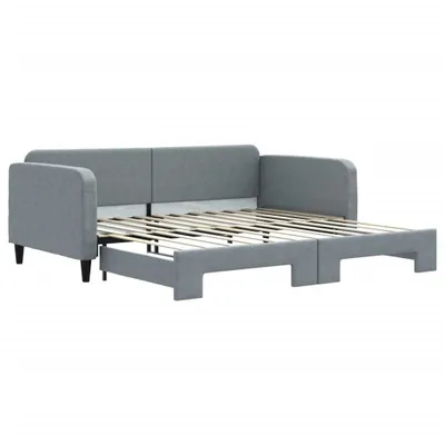 Obrázok produktu pre Denná posteľ s rozkladacou posteľou bledosivá 100x200 cm látka