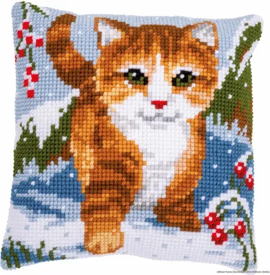 Immagine prodotto di Cuscino a punto croce Vervaco "Gatto nella neve", immagine pre-disegnata