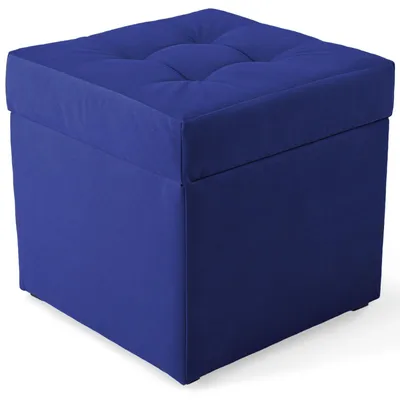 Obrázek produktu pro MG Design čalouněná stolička, 45x45 cm, barva Blauw - měkký sedák, skládací s úložným prostorem (50 l), odolává zatížení až 100 kg
