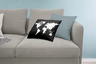 Produktbild von MuchoWow® Zierkissen Sofakissen Wohnzimmer Dekokissen 60x40 cm Weltkarte - Weiß - Grau - Kopfkissen - Polster mit Foto