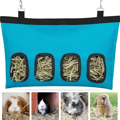 Produktbild von Heu-Futtertas für Kaninchen und Meerschweinchen - Große Größe 600D Oxford-Stoff in Blau