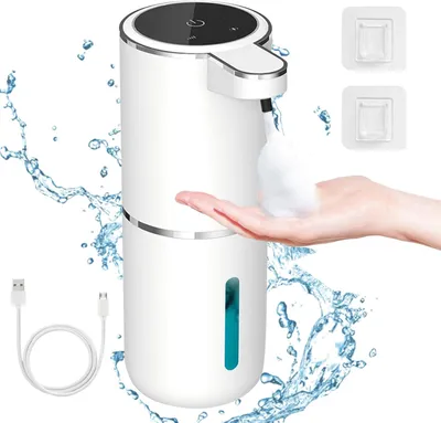 Produktbild von Seifenspender 380 ml Seifenschaumspender Automatisch,USB C Wiederaufladbare Seifenspender Wandmontage,Elektrische Seifenspender mit Sensor 4 Niveaus Justierbarer für Küche, Badezimmer (Schaum)