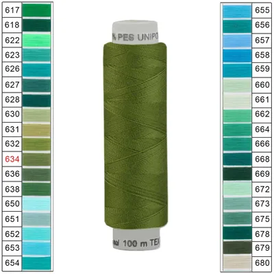 10 x 100m / 10 Spulen Unipoly 120 TEX14x2 Nähgarn dunkelgrün