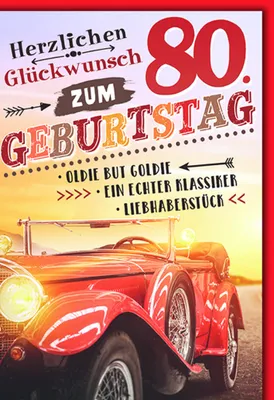Produktbild von 80. Geburtstag Glückwunschkarte mit Briefumschlag Oldtimer, Klassiker