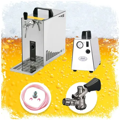 Produktbild von Komplett Set - Zapfanlage, Bierkoffer, Durchlaufkühler, Bierzapfanlage PYGMY 25 1-leitig Trockenkühler, 35 Liter/h