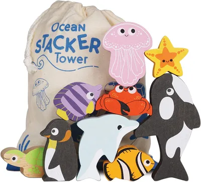 Produktbild von Le Toy Van Ocean Wooden Animals Stacking Toy, 1,5 Jahr(e), Holz, Mehrfarbig