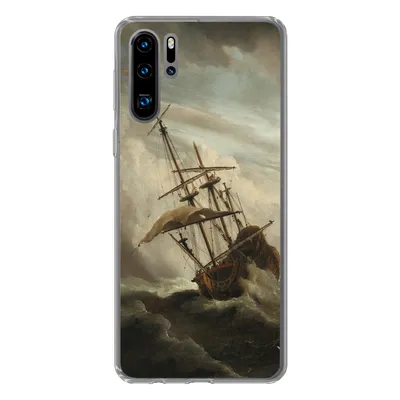 Produktbild von MuchoWow® Handyhülle Schutzhülle Hülle für Huawei P30 Pro Ein Schiff auf offener See während eines Sturms - Gemälde von Willem van de Velde Silikon Softcase Handy Hülle - Schutzdeckel