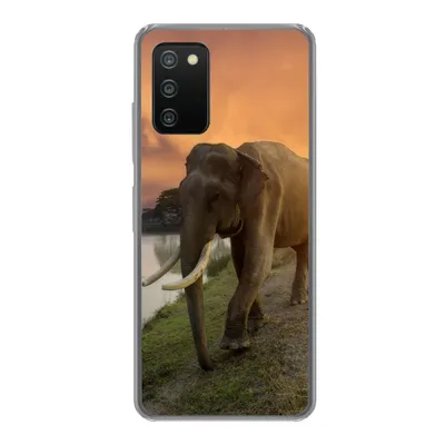 Produktbild von MuchoWow® Handyhülle Schutzhülle Hülle für Samsung Galaxy A03s Elefant - Wasser - Tiere - Sonnenuntergang - Natur Silikon Softcase Handy Hülle - Schutz