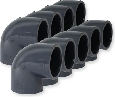 Produktbild von PVC-U Fitting Winkel 90°, Ø 50 mm, mit Klebemuffen 9er-Set