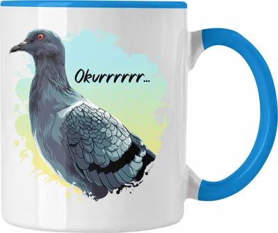Produktbild von Trendation - Taubenzüchter Okurrrr Geschenk Zaubenzucht Zubehör Tauben Tasse Lustiger Spruch Taubenflüsterer Taubenliebhaber Becher (Blau)