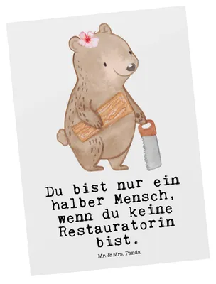 Produktbild von Mr. & Mrs. Panda Postkarte Restauratorin Herz - Weiß - Geschenk, bildkarte, Fotokarte, Postkarten, Grußkarte, Ansichtskarten