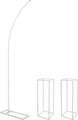 Immagine prodotto di Arco nuziale con 2 supporti rettangolari per fiori - Set decorativo da sfondo - Metallo - Dimensioni 60×20×200 cm - Per matrimoni e compleanni - Bianco