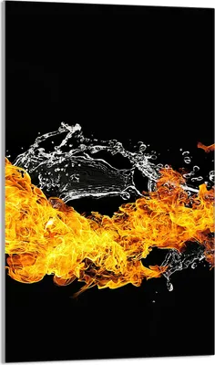 Produktbild von Herdabdeckplatte 30x52 Glaskeramikkochfeld Abdeckung Spritzschutz Glasplatte Deko Schneidebrett, Feuer Wasser