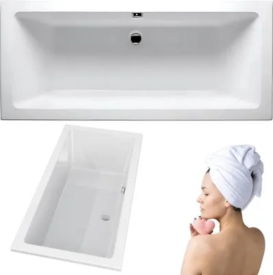 Produktbild von Aqua For You | Badewanne - Lusso - 200x90 cm - Weiß - Antibakteriell Beschichtung- Stabil - Wärmeisolierend - Acryl
