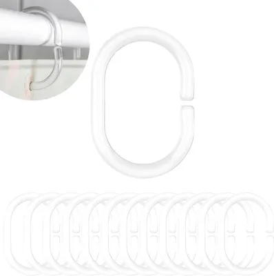 Productafbeelding van Transparant - Ø 46 x 29 mm binnen - Voor douchegordijnstangen - Ringen voor douchegordijn - Douchehaak C-ring badkamer - Gordijnhaak douche badkuip