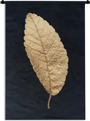 Produktbild von MuchoWow® Wandteppich Wandbehang Baum - Blatt - Schwarz und Gold 90x135 cm Tapisserie Dekoration Wandtuch - Baumwolle - Wandskulptur