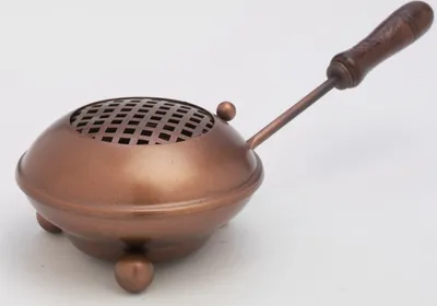 Produktbild von Weihrauchpfanne, Räucherpfanne in Kupferdesign mit Holzgriff Ø 11 cm für Räucherkohle