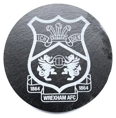 Schiefer-Untersetzer Wrexham AFC Logo, 10 cm, Set mit 4