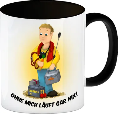 Produktbild von Ohne mich läuft gar nix! Kaffeebecher Henkel und Innenseite Schwarz mit