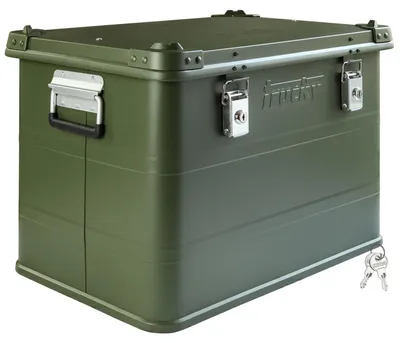 Image de Boîte en aluminium avec couvercle Vert 75 litres Boîte en métal Boîte de transport Boîte de rangement Verrouillable trucky