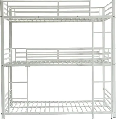 Produktbild von Etagenbett - 3 Personen - 3 x 90 x 190 cm - Metall - Weiß - ELOUAN III