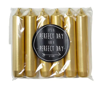 Produktbild von Rustik Lys Dinnerkerzen 2,1 × 12 cm – Gold – 6 Stück