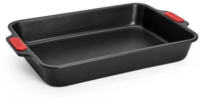 Backform rechteckig 33x23 cm, Antihaft, alubeschichteter Stahl, schwarz