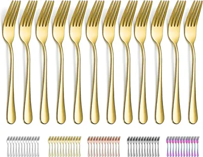 Produktbild von Tafelgabeln Set von 12, gold titanbeschichtet Edelstahl, 20.5 cm, spülmaschinenfest