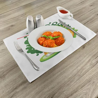 Produktbild von ABAKUHAUS Grüne und orange Platzmatten, Glas Orangensaft mit Grün tonte Hintergrund mit Frucht-Scheiben-Blättern, 30 x 45 cm, Mehrfarbig