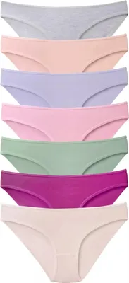 Produktbild von DOMINANT Damen Slips 7er Set Unterhosen Damen Baumwolle Basic Panty Hipster Bikini Unterwäsche Frauen Gr. S
