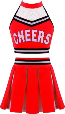 Produktbild von Kinder Mädchen Cheer Leader Kostüm Gr. 134-140 Cm Zweiteiler Karneval Fasching Tanzbekleidung Crop Top und Rock Kinder Sport Tanzanzug