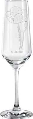 Produktbild von Mr. & Mrs. Panda Sektglas Blume Mohnblume - Transparent - Geschenk, Motivation, Sektflöte, Religion, Garten, Sektkelch, Glaube, Glas, graviertes, Trinkglas, Selbstliebe