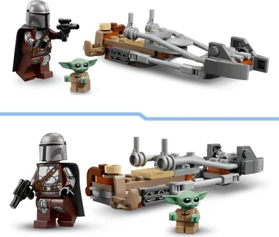 Produktbild von LEGO Star Wars Der Mandalorianer und Grogu auf ihrem Speeder Bike - Set mit Fahrzeug und 2 Star Wars Figuren für Actionabenteuer - Geschenk für Kinder ab 6 Jahren - 75436