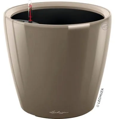 Obrázek produktu pro Plastový samozavlažovací květináč Lechuza Classico Color LS Ø 28 x 26 cm taupe včetně zavlažovacího systému, vložky na rostliny, substrátu a ukazatele hladiny vody