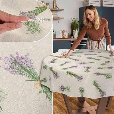Produktbild von Wasserdichter Lotus-Effekt-Tischläufer in Crem beige, 120 cm groß.