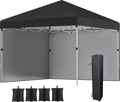 Produktbild von Outsunny Faltpavillon 2,97 x 2,97 m, Gartenpavillon mit Seitenwänden, Stahl