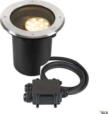 Produktbild von SLV 1009168 DASAR® L, Bodeneinbauleuchte, asymmetrisch, 3000K, 70°/40°, IP65/IP67, rund, edelstahl / schwarz